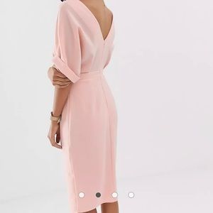 Deep V back Midi Dress classic
